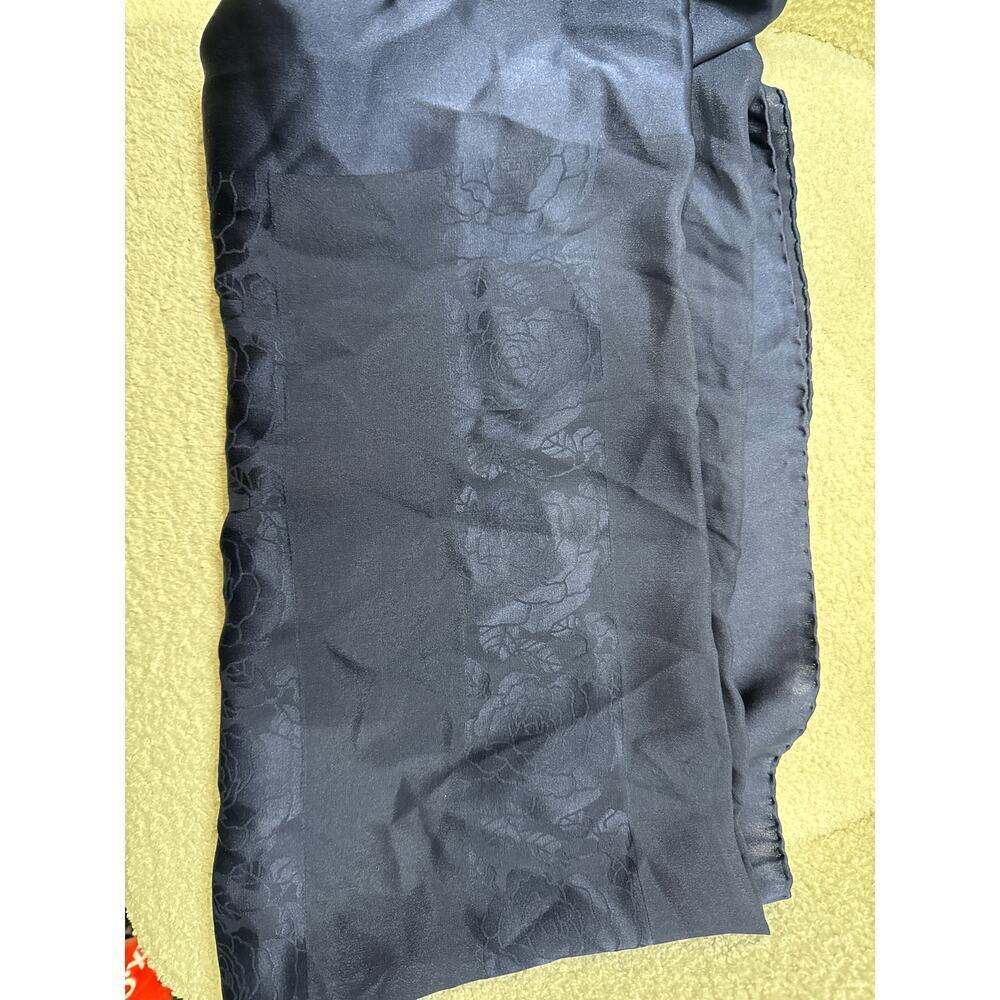 Chanel Black Silk Camellia Scarf Wrap - Authentic Designer Luxury - Picture 3 of 6